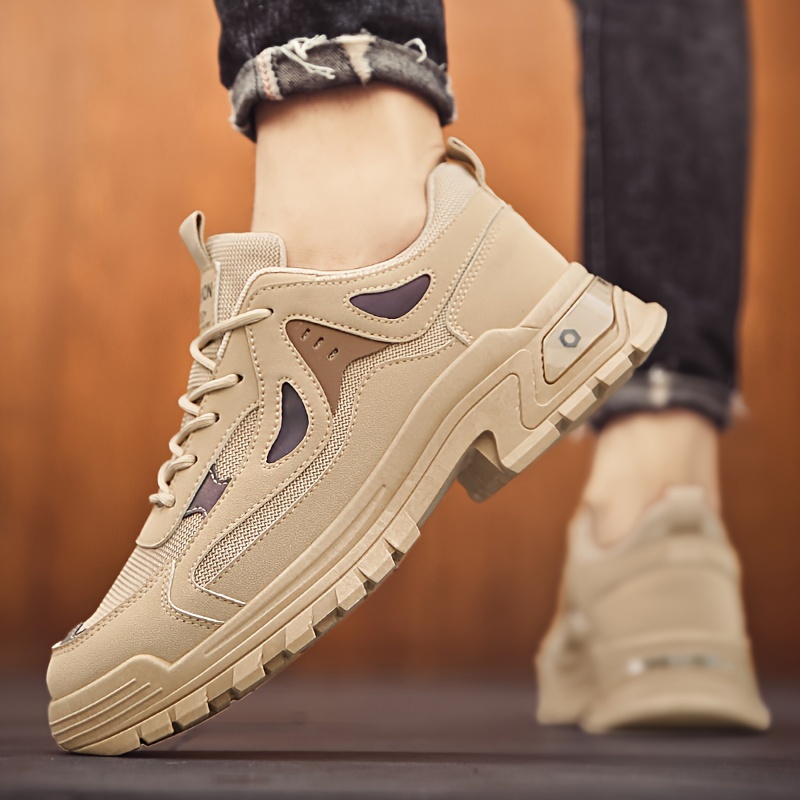 mens casual sneakers with pu leather uppers wear resistant ati skid lace up shoes for outdoor daily details 9