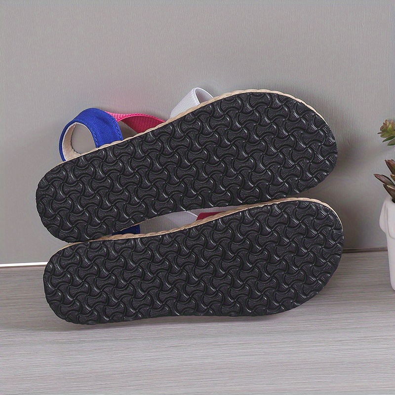 womens cross strap flat sandals casual elastic band beach shoes lightweight colorblock sandals details 5