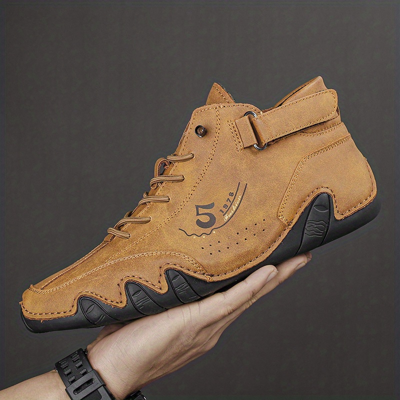 mens lace up ankle boots casual walking shoes with embossed numbers details 4