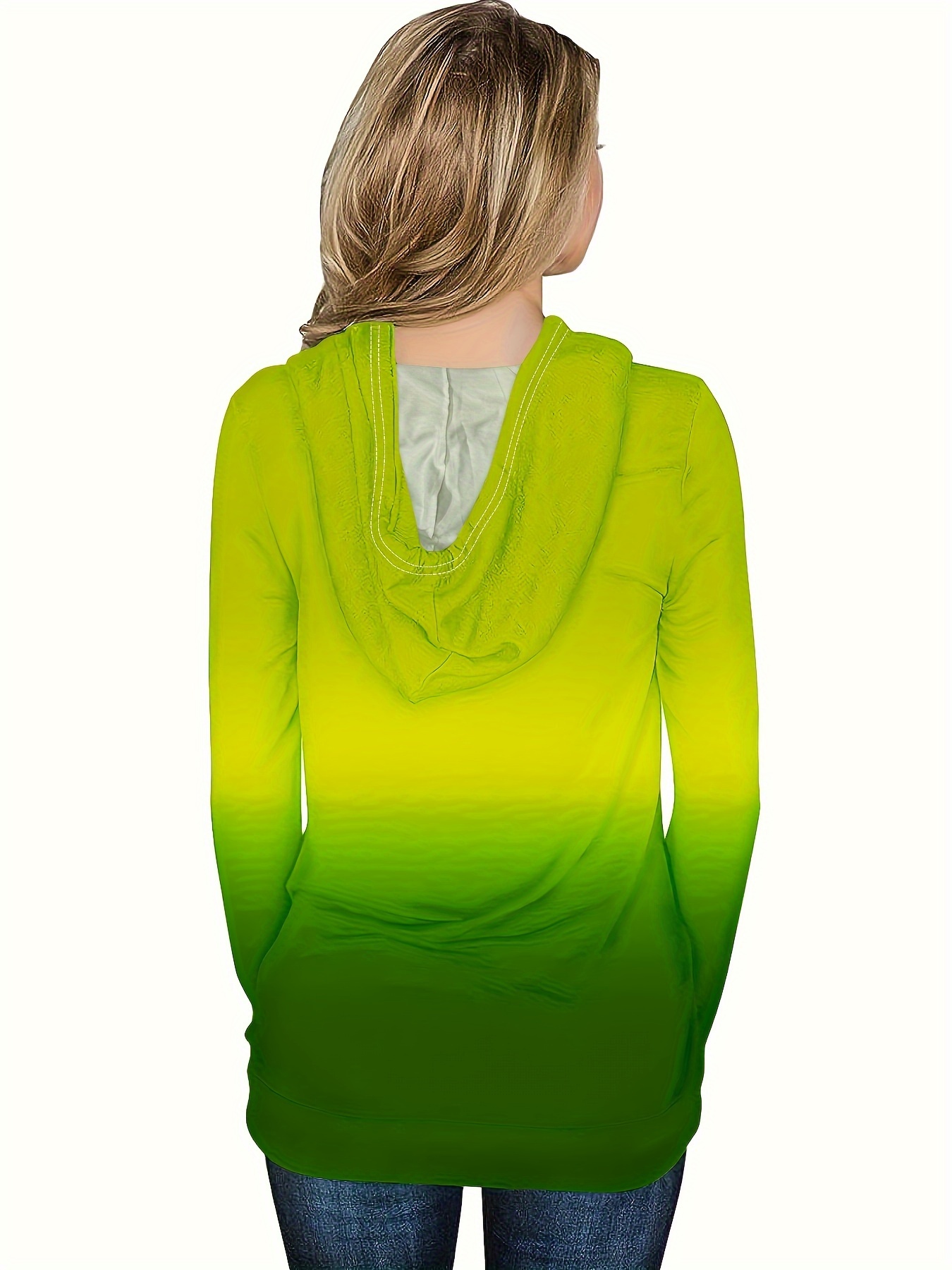 ombre kangaroo pocket hoodie casual long sleeve drawstring hoodies sweatshirt womens clothing details 10