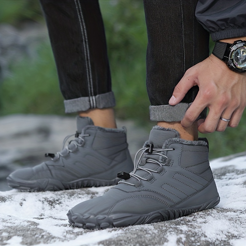mens hiking boots warm plush lining durable non slip comfortable snow boots outdoor shoes for hiking climbing hunting trekking fall winter details 4