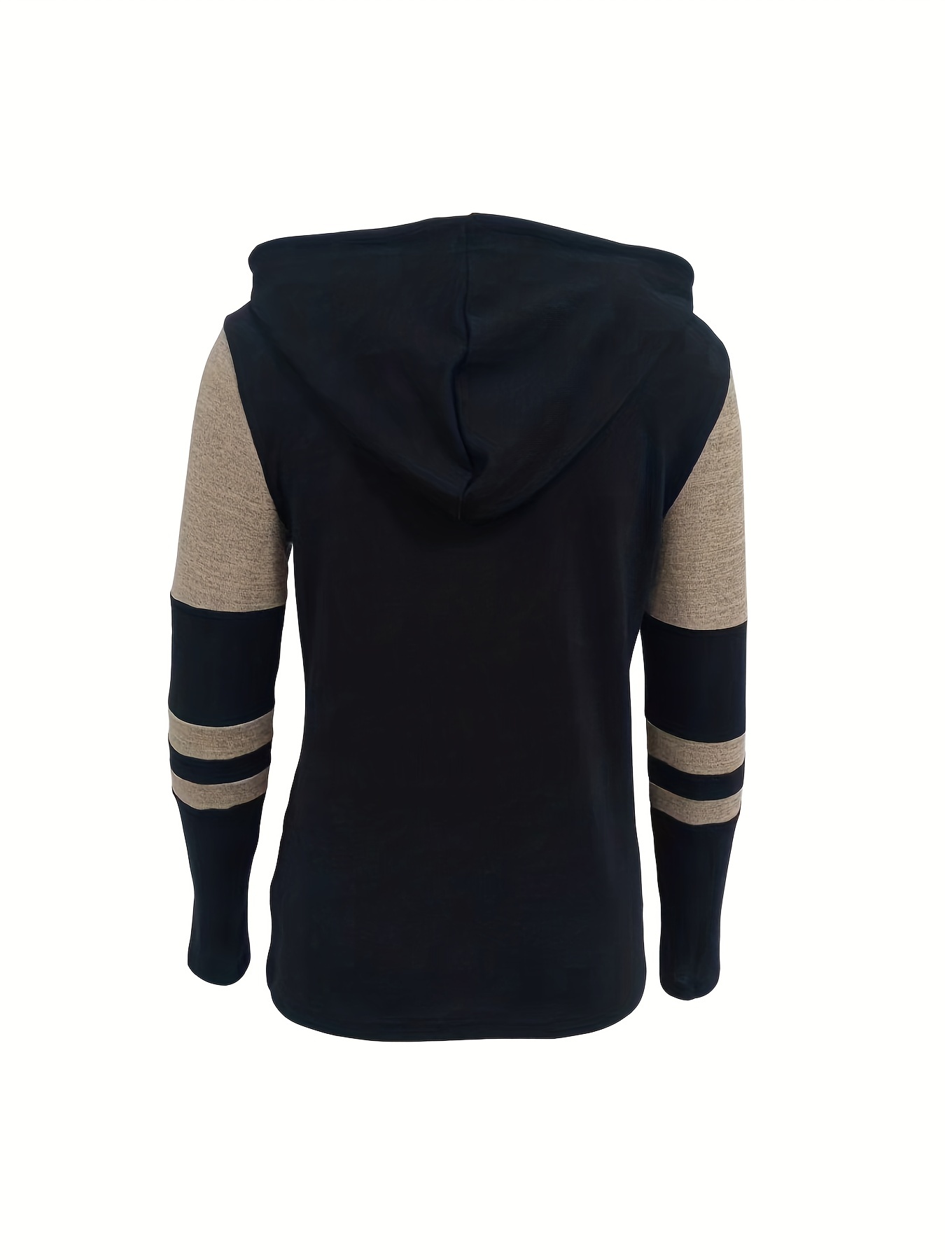 colorblock stripe print hoodie casual drawstring long sleeve hoodies for spring fall womens clothing details 6