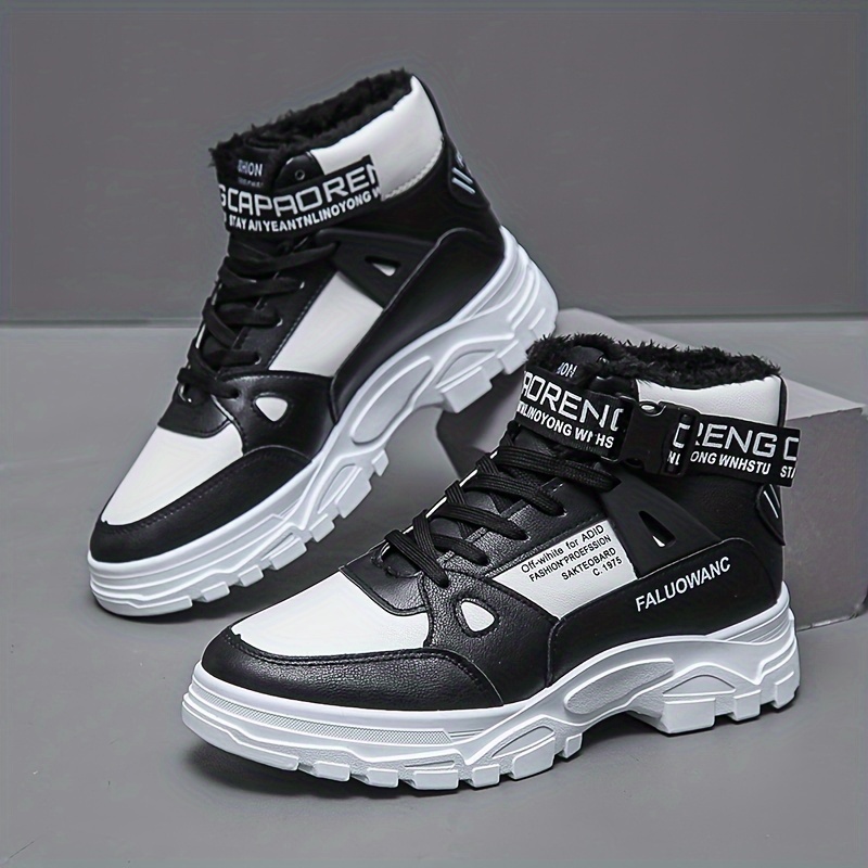 mens trendy work boots windproof anti skid high top lace up shoes with thick sole for outdoor walking running hiking autumn and winter details 16