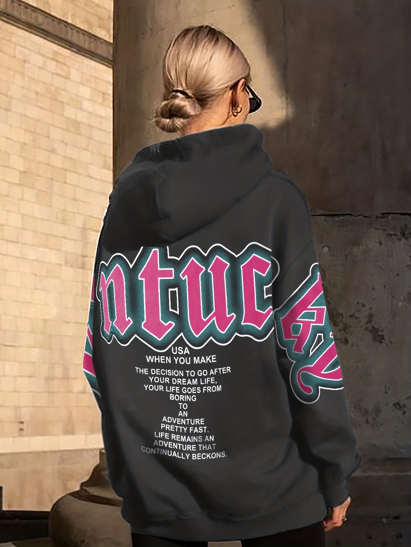 letter print loose hoodie casual long sleeve hoodies sweatshirt womens clothing details 23