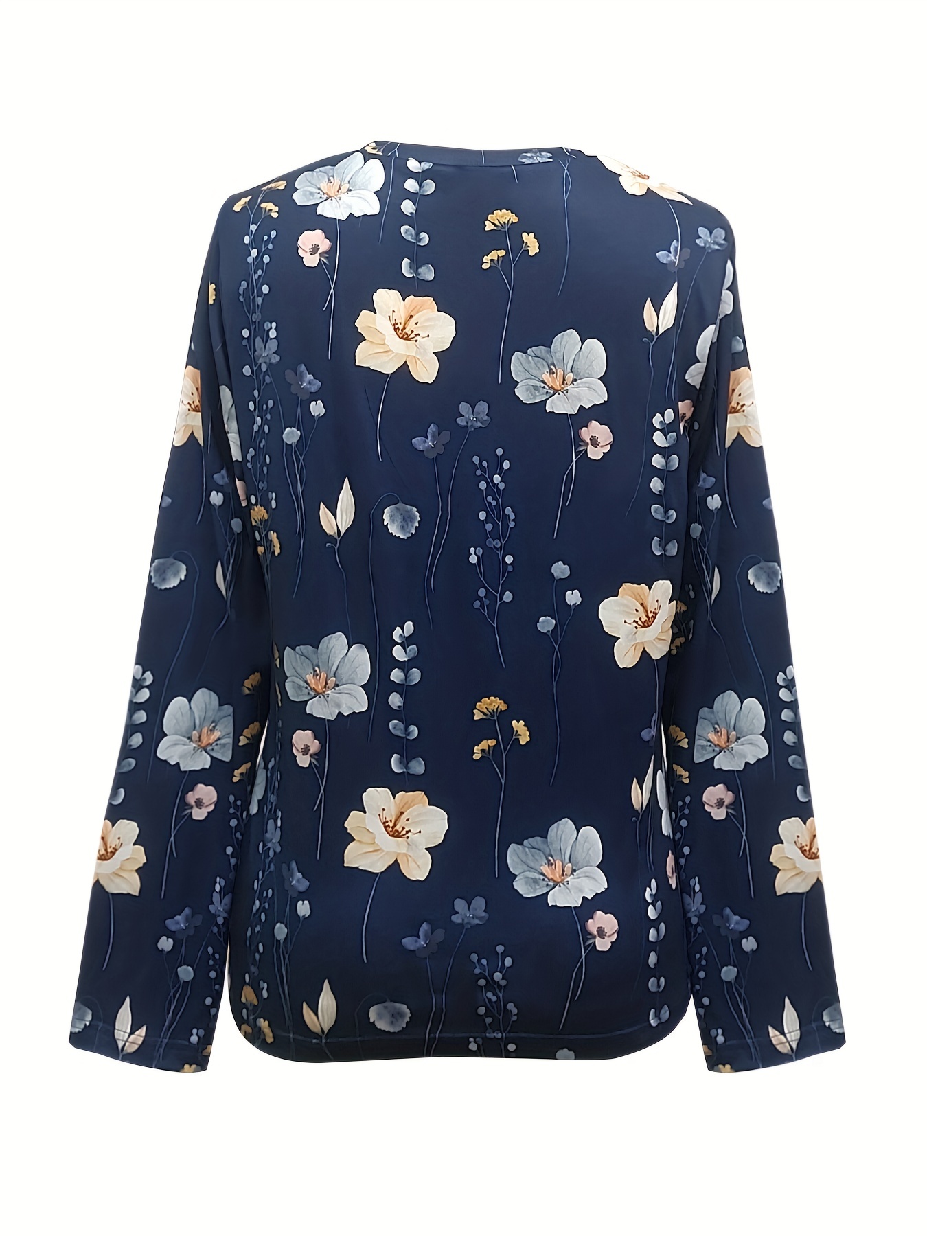 floral print sweatshirt casual long sleeve crew neck sweatshirt for spring fall womens clothing details 6