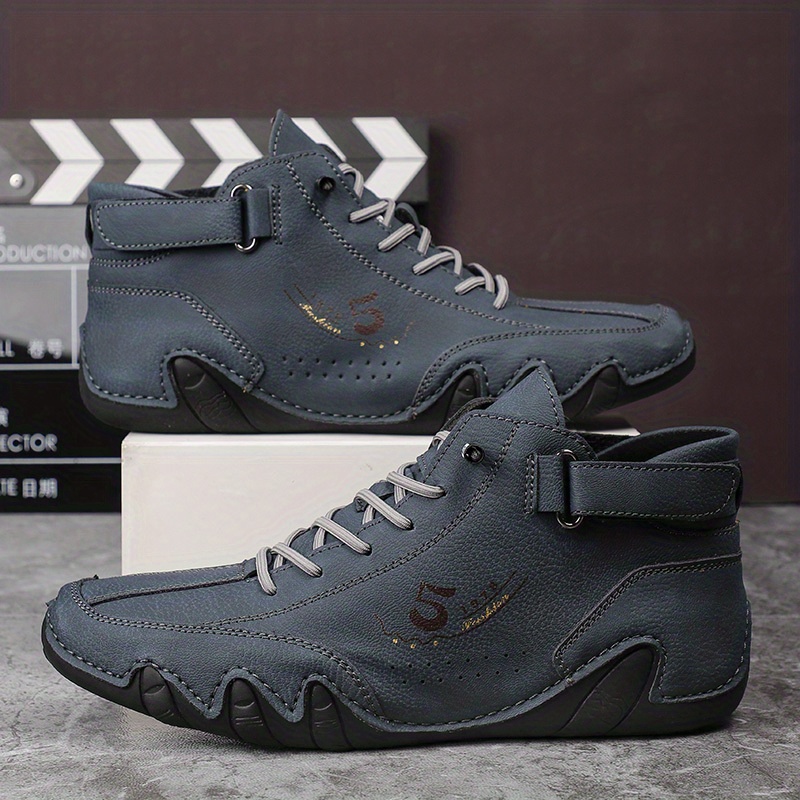 mens lace up ankle boots casual walking shoes with embossed numbers details 6