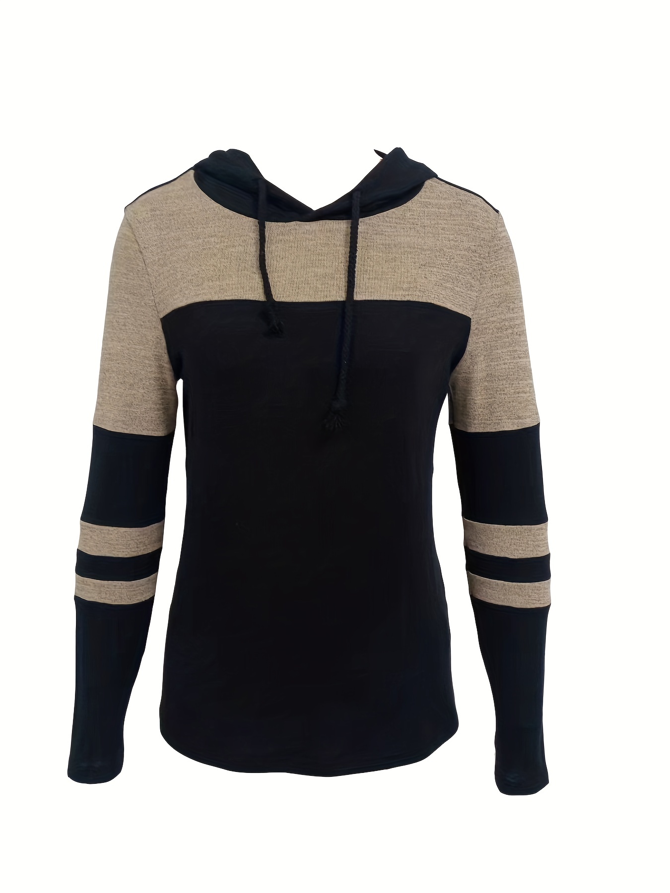 colorblock stripe print hoodie casual drawstring long sleeve hoodies for spring fall womens clothing details 8