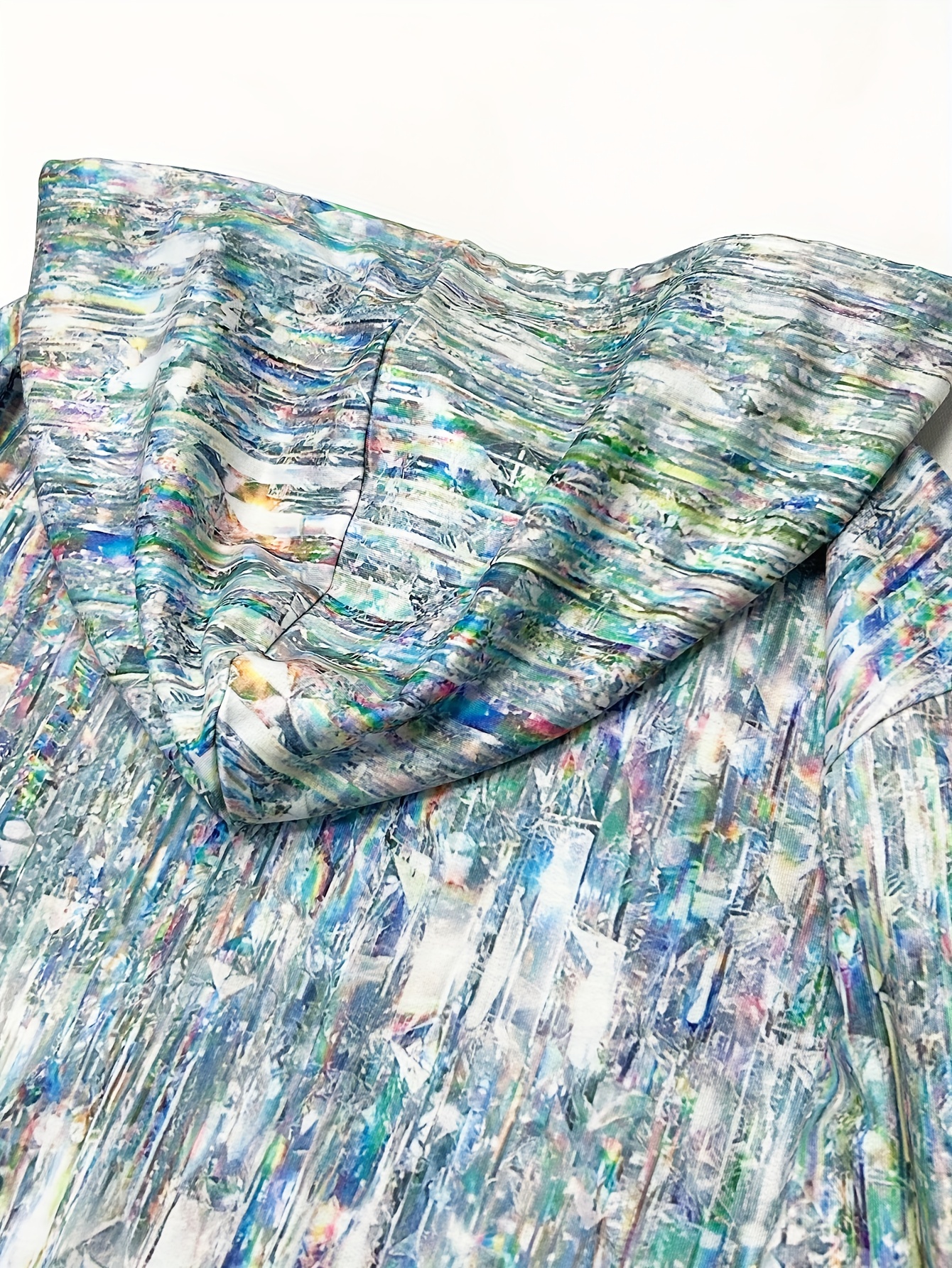 allover print zip up hoodie, allover print zip up hoodie casual long sleeve drawstring hoodies sweatshirt womens clothing details 1