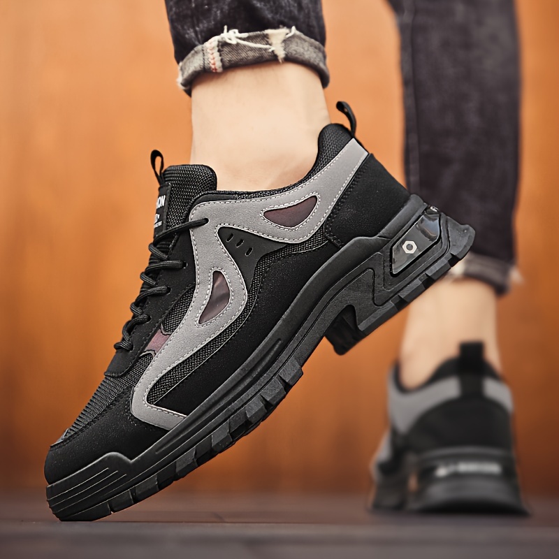 mens casual sneakers with pu leather uppers wear resistant ati skid lace up shoes for outdoor daily details 15
