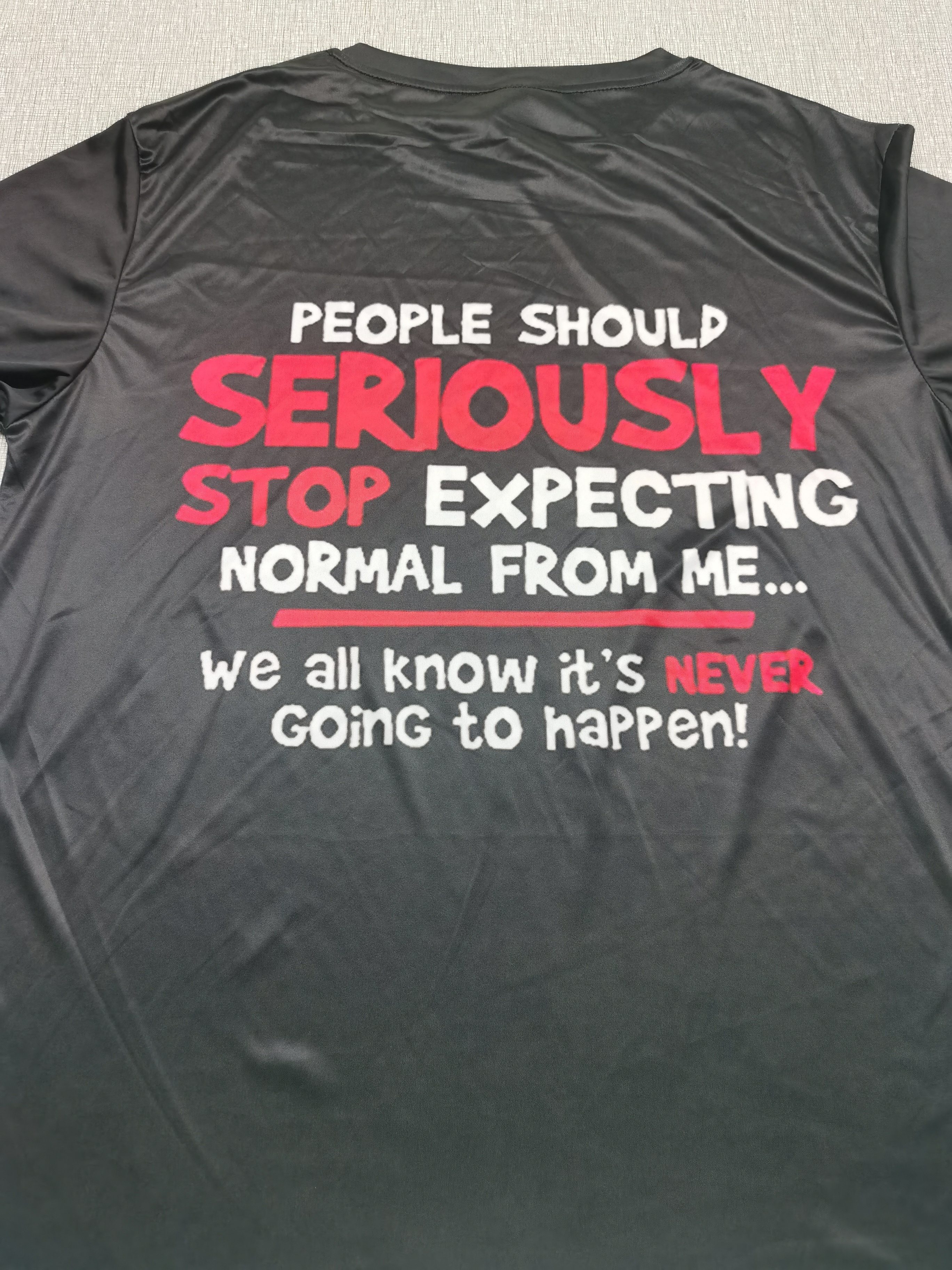expecting normal from me slogan letter print mens novelty t shirt trendy vintage tees for summer details 0