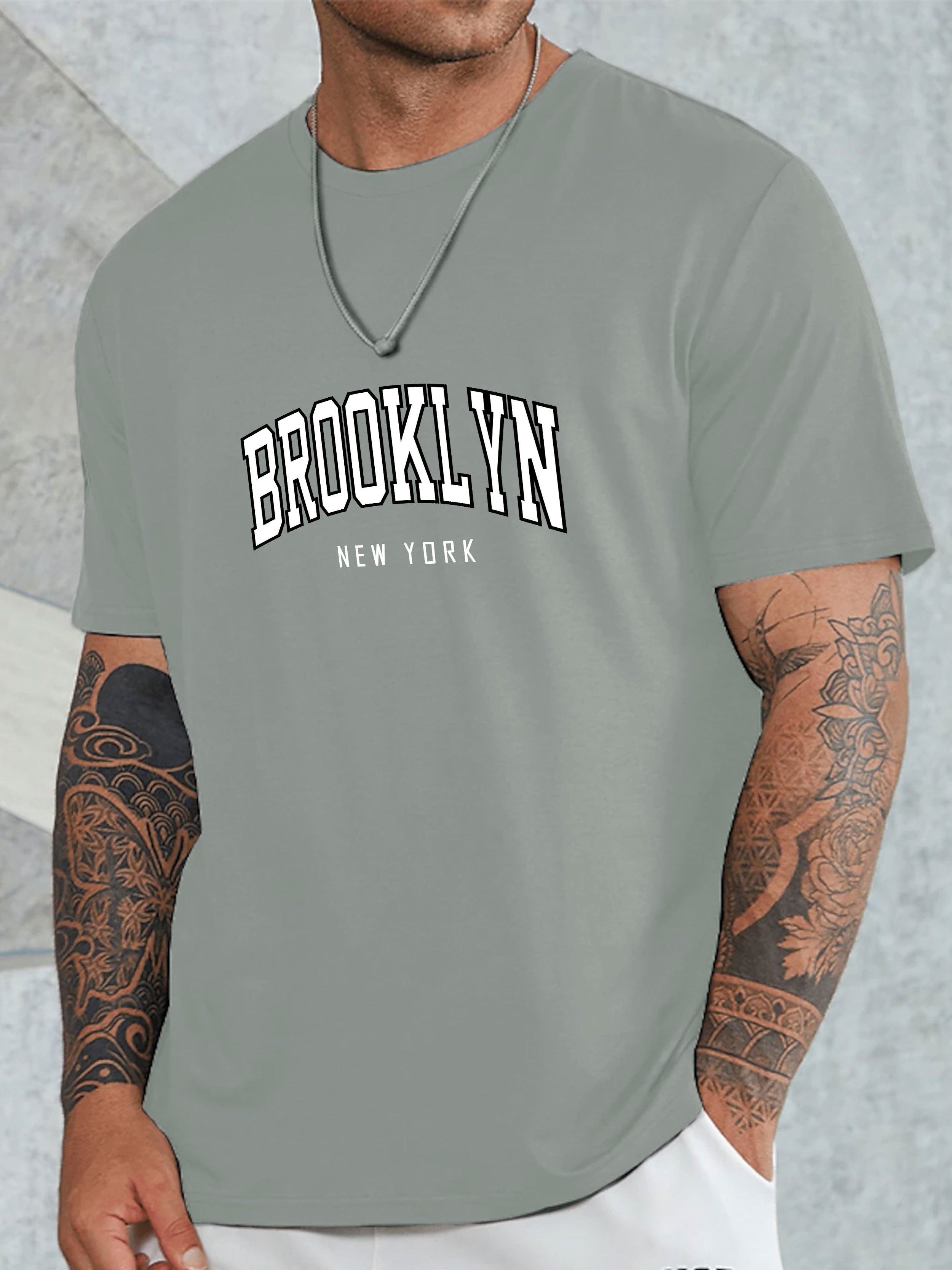 brooklyn new york print mens graphic t shirt casual comfy tees for summer mens clothing details 10