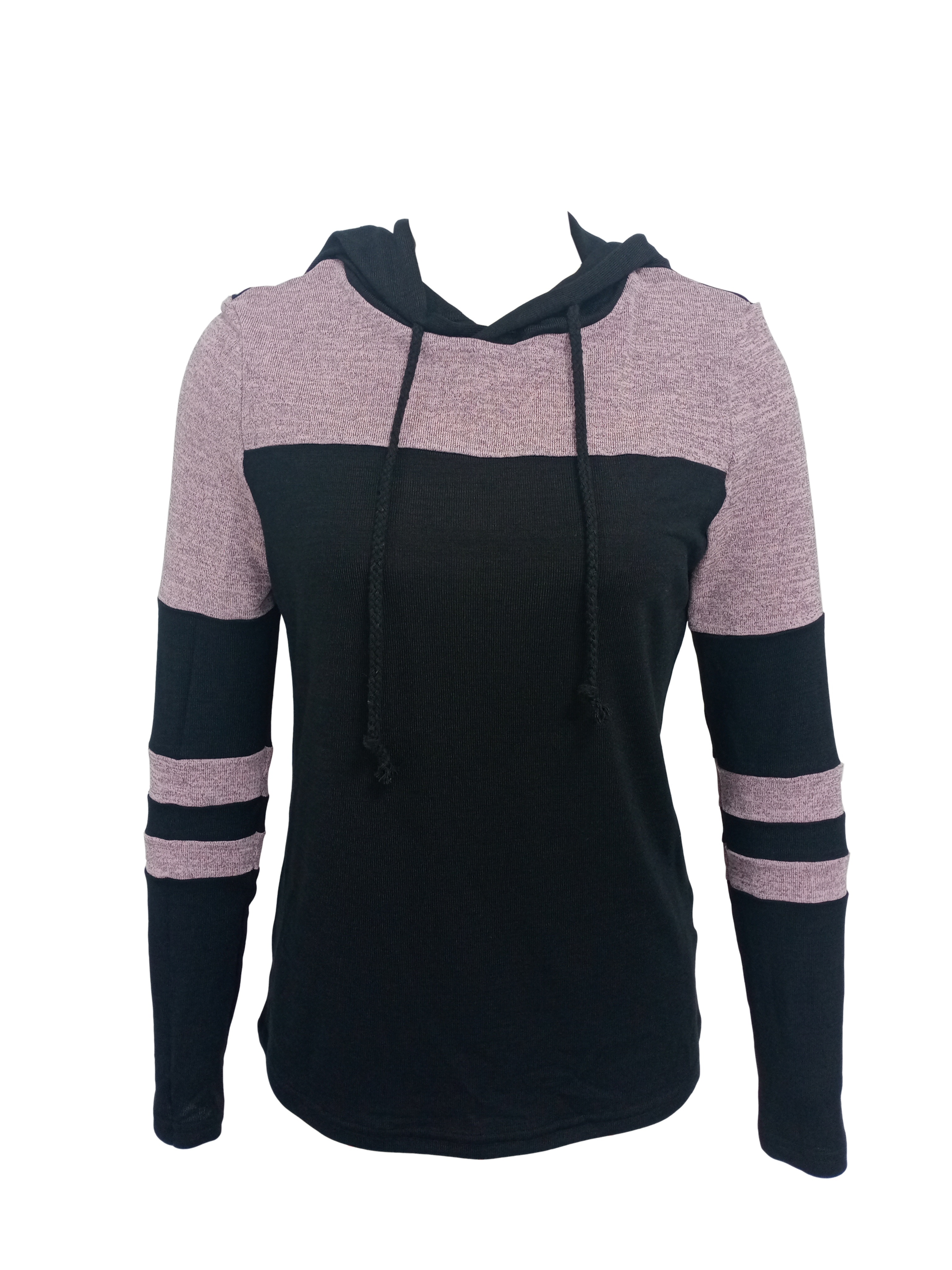 colorblock stripe print hoodie casual drawstring long sleeve hoodies for spring fall womens clothing details 4