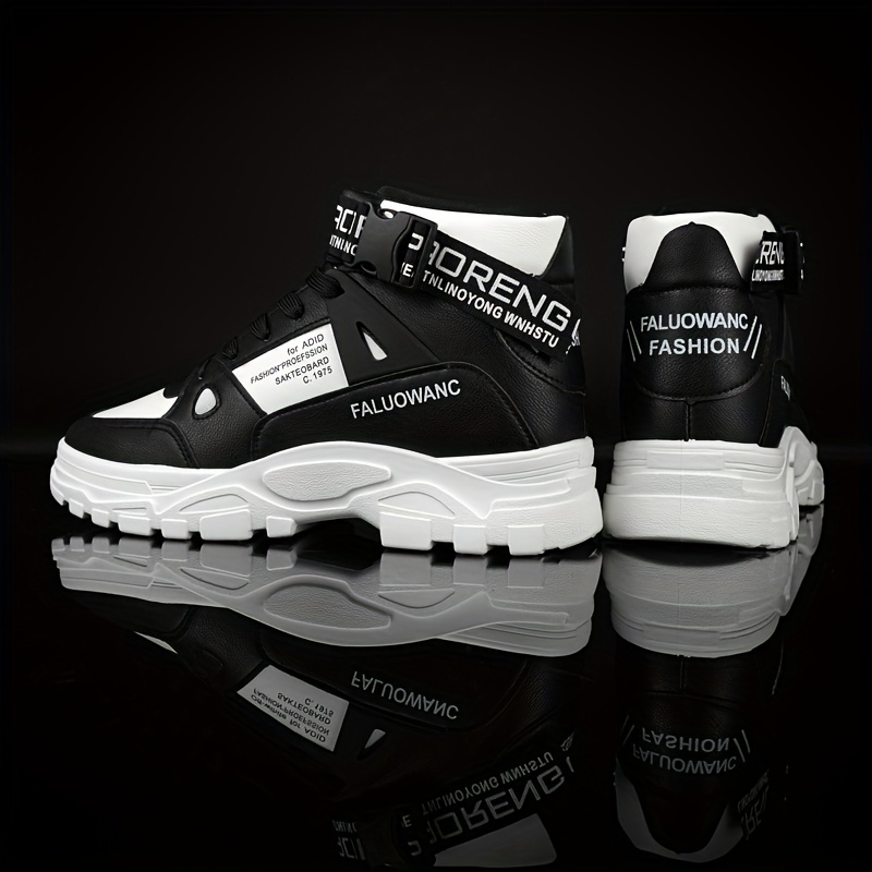 mens trendy work boots windproof anti skid high top lace up shoes with thick sole for outdoor walking running hiking autumn and winter details 5