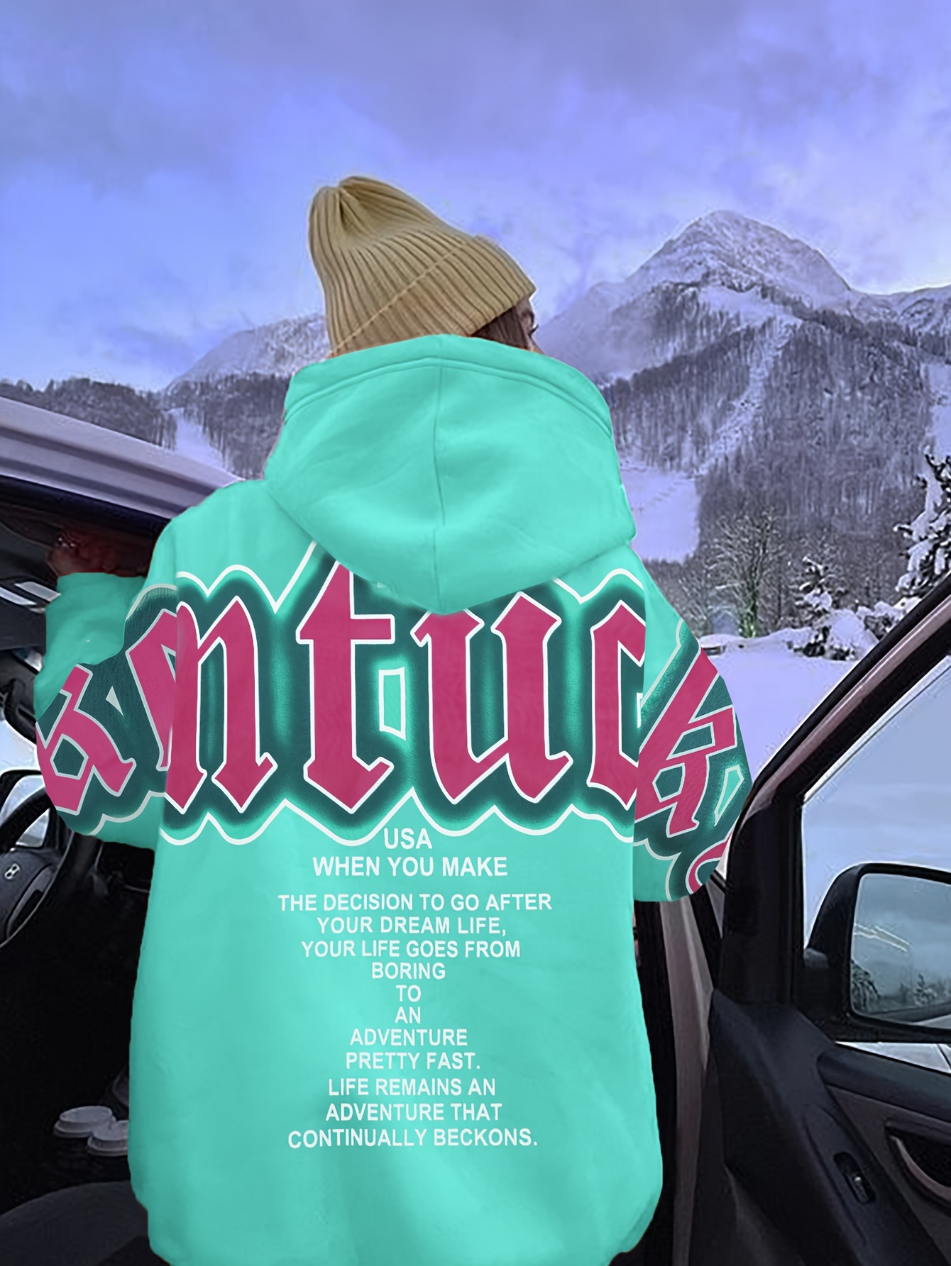 letter print loose hoodie casual long sleeve hoodies sweatshirt womens clothing details 7