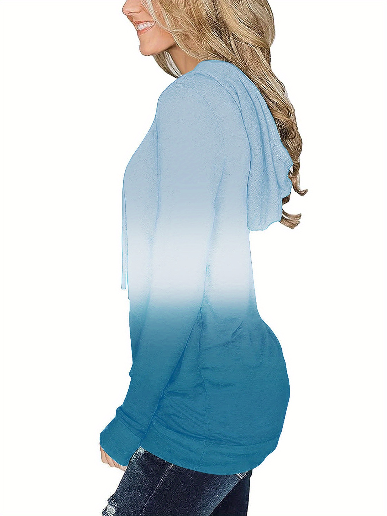 ombre kangaroo pocket hoodie casual long sleeve drawstring hoodies sweatshirt womens clothing details 14