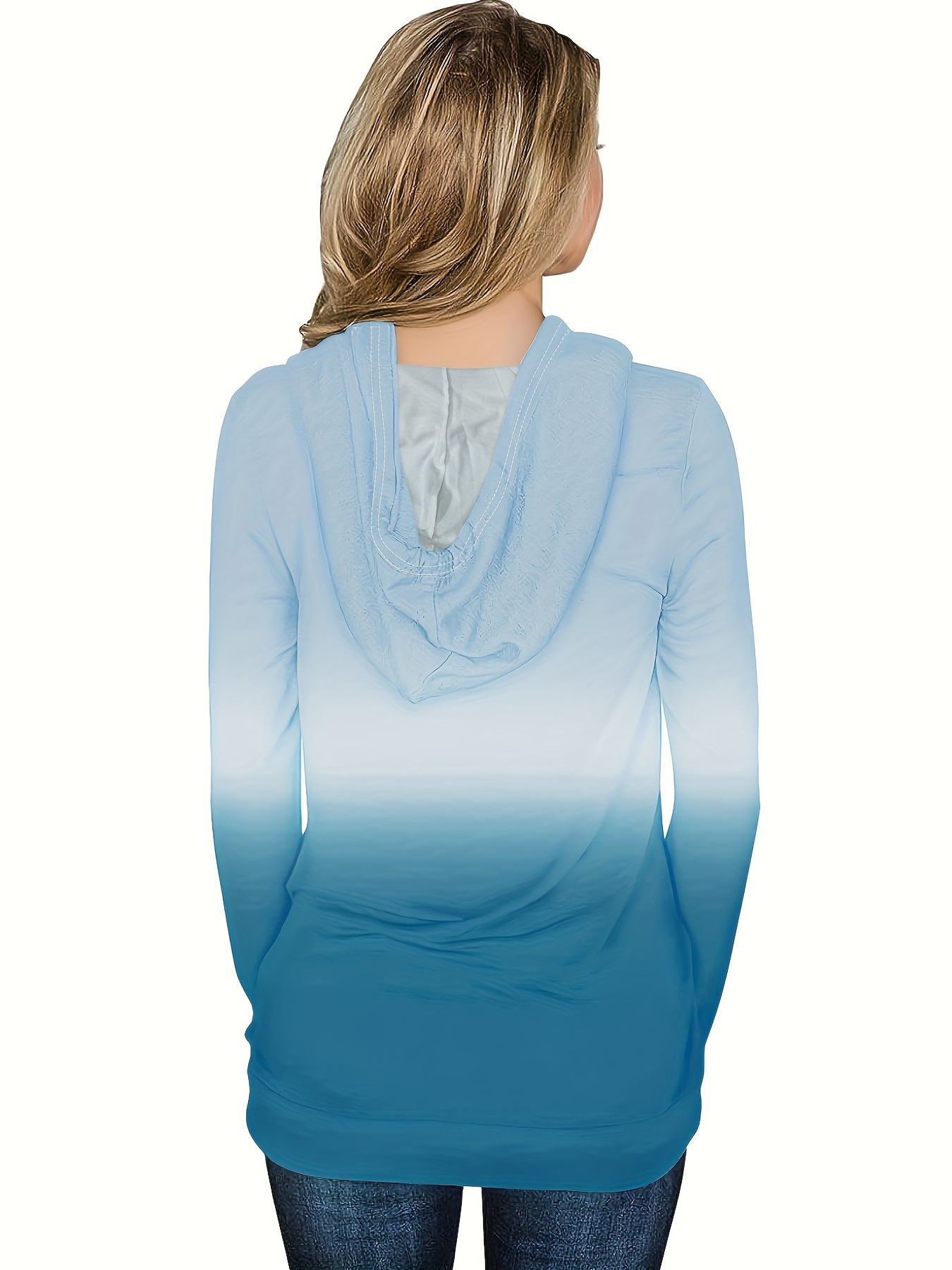 ombre kangaroo pocket hoodie casual long sleeve drawstring hoodies sweatshirt womens clothing details 15