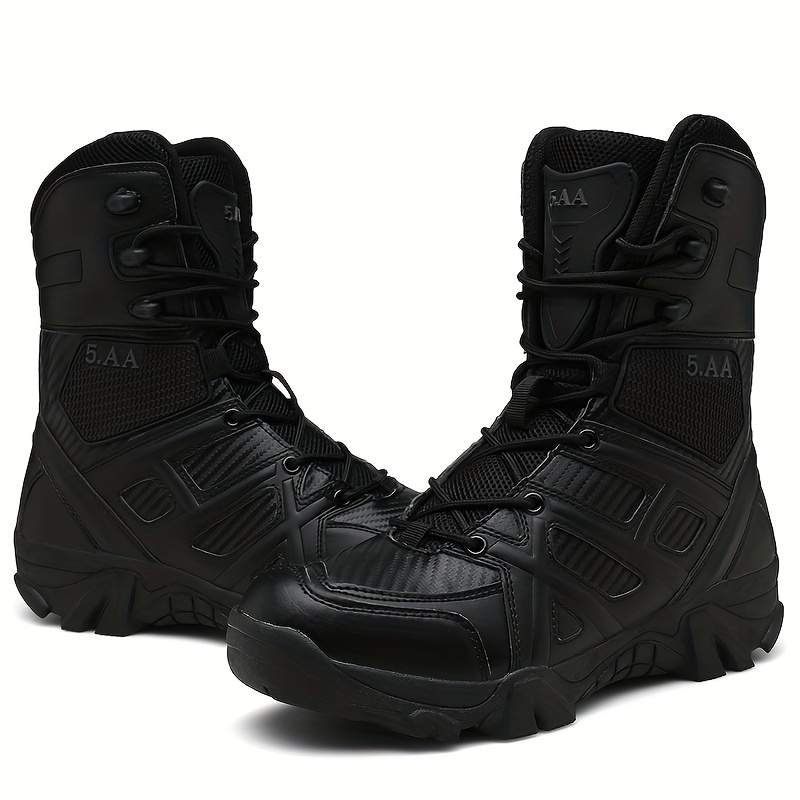 mens boots wear resistant non slip combat boots for outdoor hiking trekking details 0