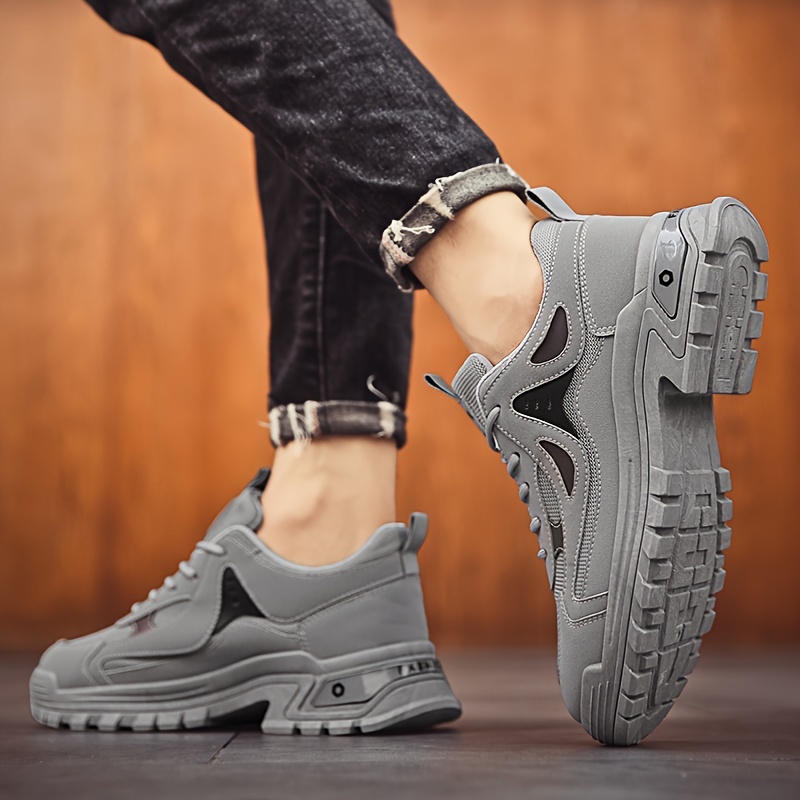 mens casual sneakers with pu leather uppers wear resistant ati skid lace up shoes for outdoor daily details 14