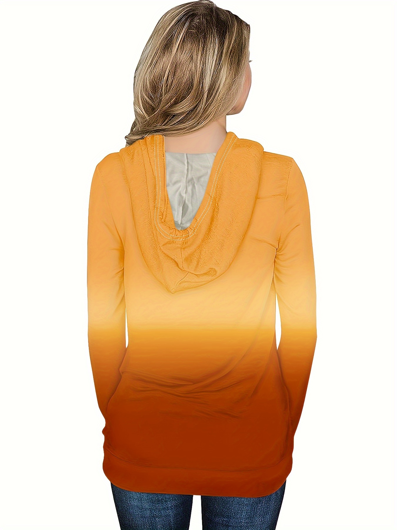 ombre kangaroo pocket hoodie casual long sleeve drawstring hoodies sweatshirt womens clothing details 9