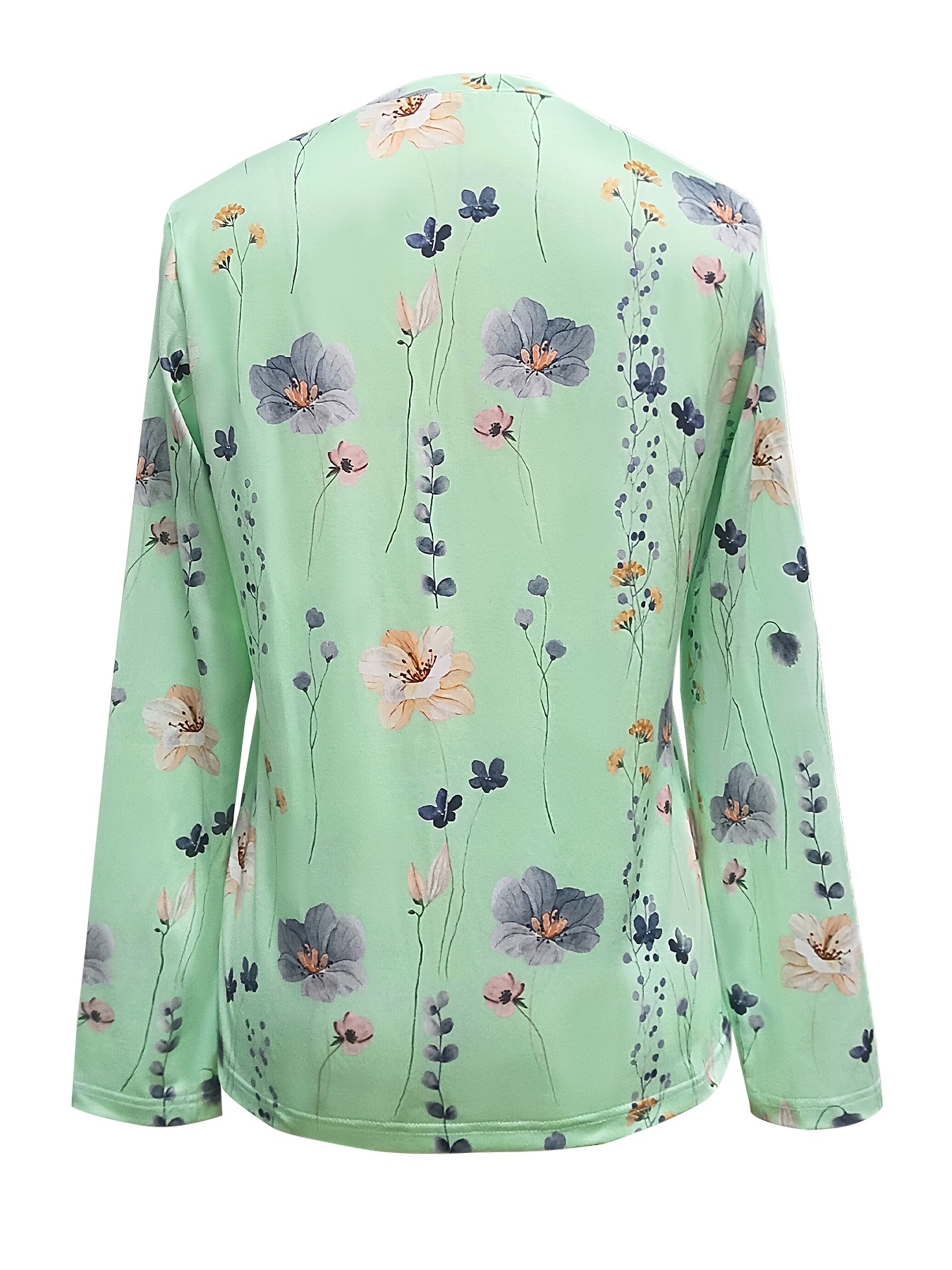 floral print sweatshirt casual long sleeve crew neck sweatshirt for spring fall womens clothing details 1