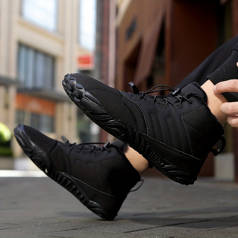 mens hiking boots warm plush lining durable non slip comfortable snow boots outdoor shoes for hiking climbing hunting trekking fall winter details 3