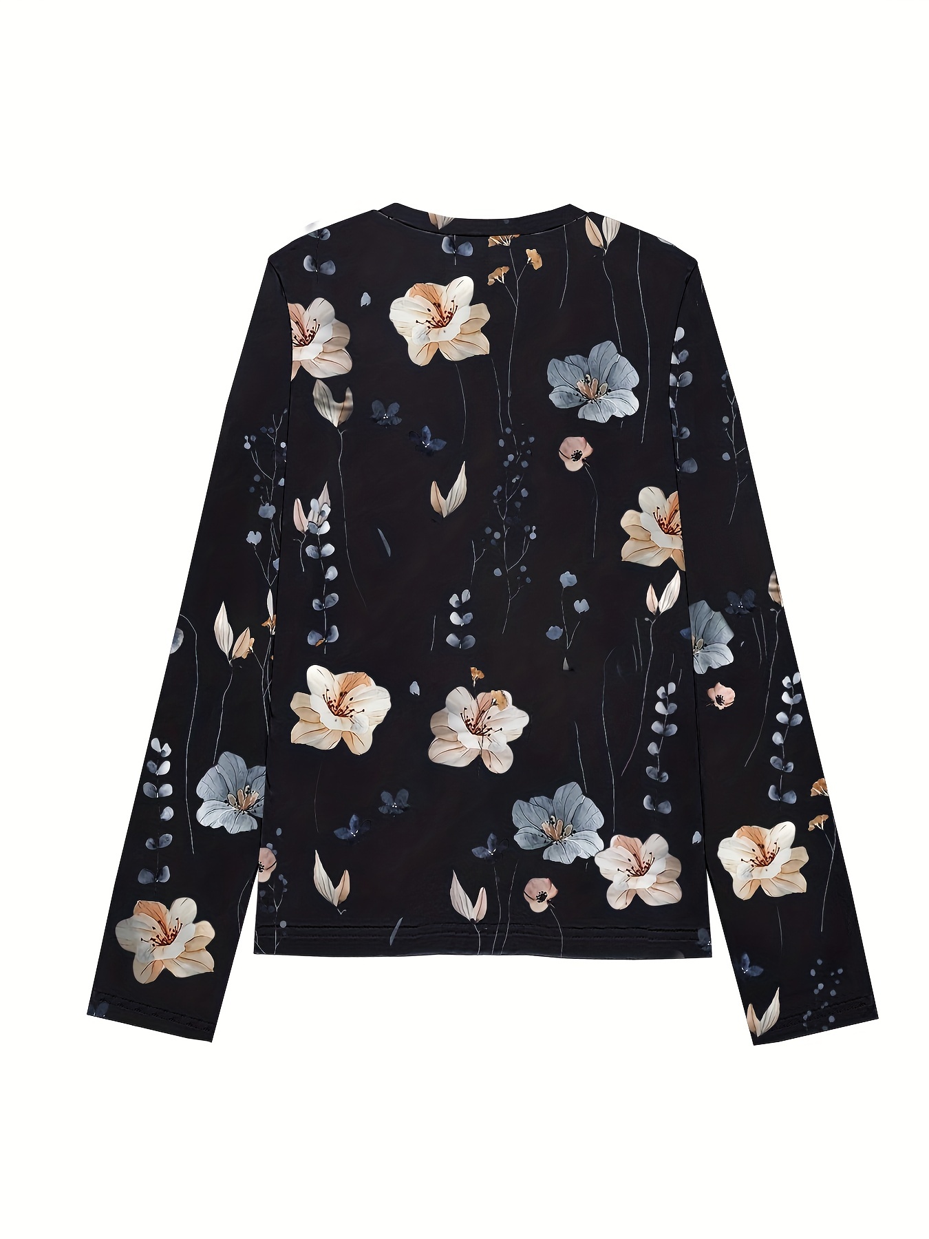 floral print sweatshirt casual long sleeve crew neck sweatshirt for spring fall womens clothing details 17
