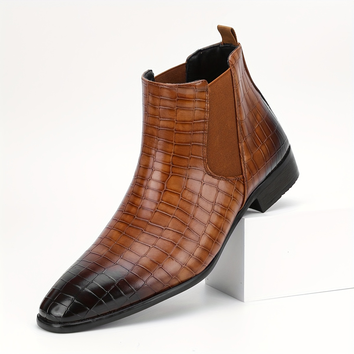 mens fashion pointed toe chelsea boots versatile anti skid slip on ankle boots for outdoor spring and autumn details 8