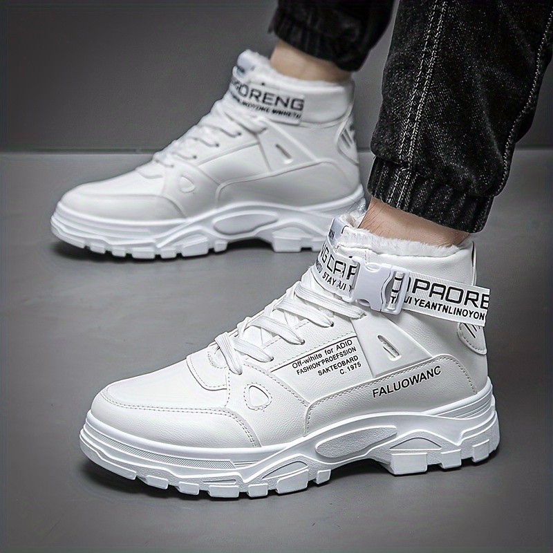 mens trendy work boots windproof anti skid high top lace up shoes with thick sole for outdoor walking running hiking autumn and winter details 18