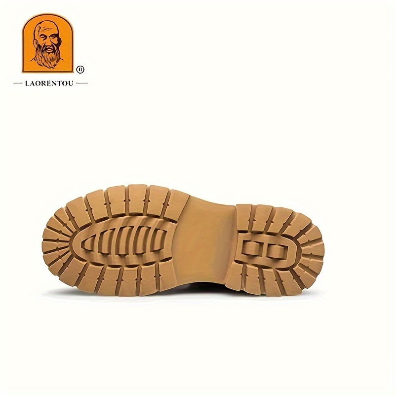 mens trendy outdoor work boots breathable anti skid high top lace up boots with side zipper autumn and winter details 1