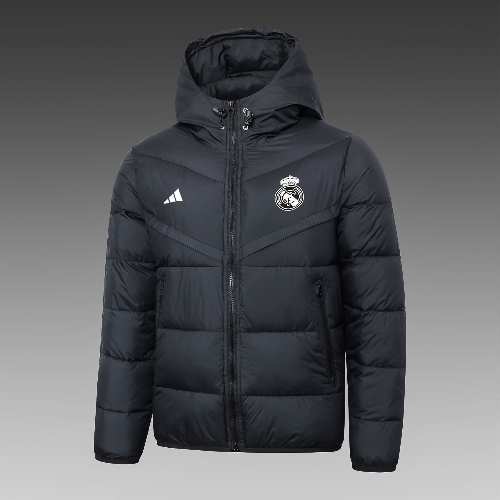 Real Madrid Black Puffer Jacket