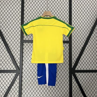 1998 Brazil Home Retro Kids Jersey