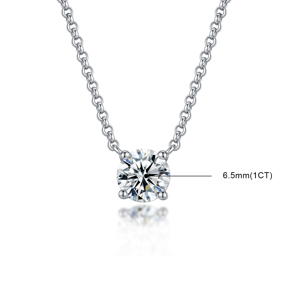 S925 1ct Synthetic Moissanite Classic Round Four Prong Necklace