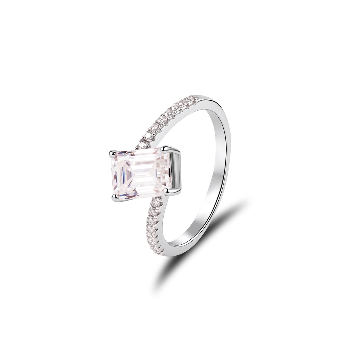 2ct Sparkling Step Cut Engagement Ring Wedding Band Synthetic Moissanite S925 Ring Band Jewelry