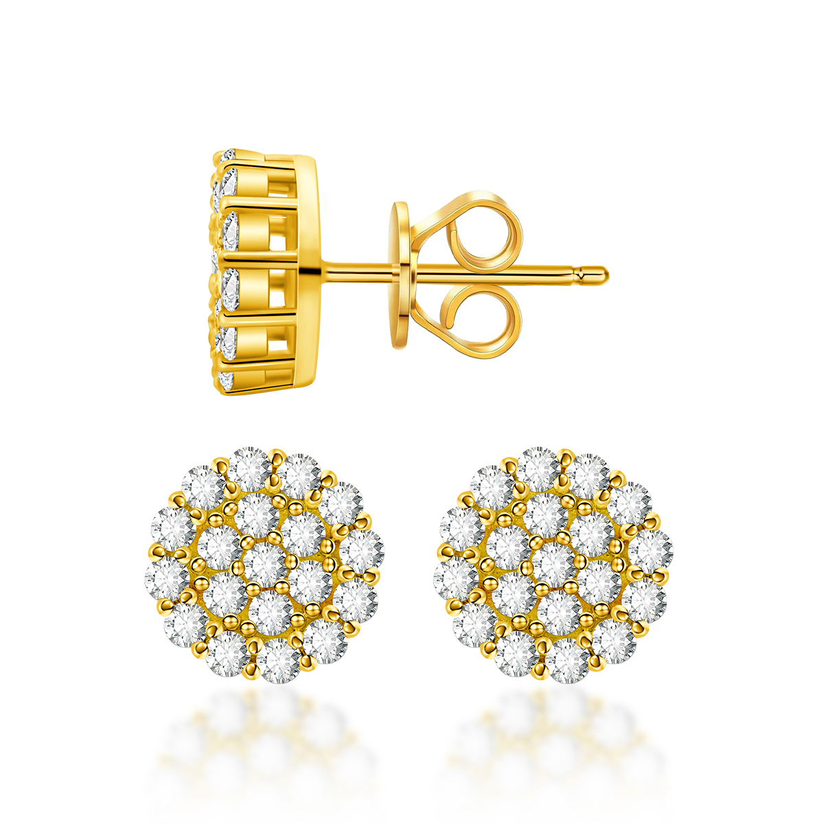 Iced Round Synthetic Moissanite Stud Earrings For Men Women Gift