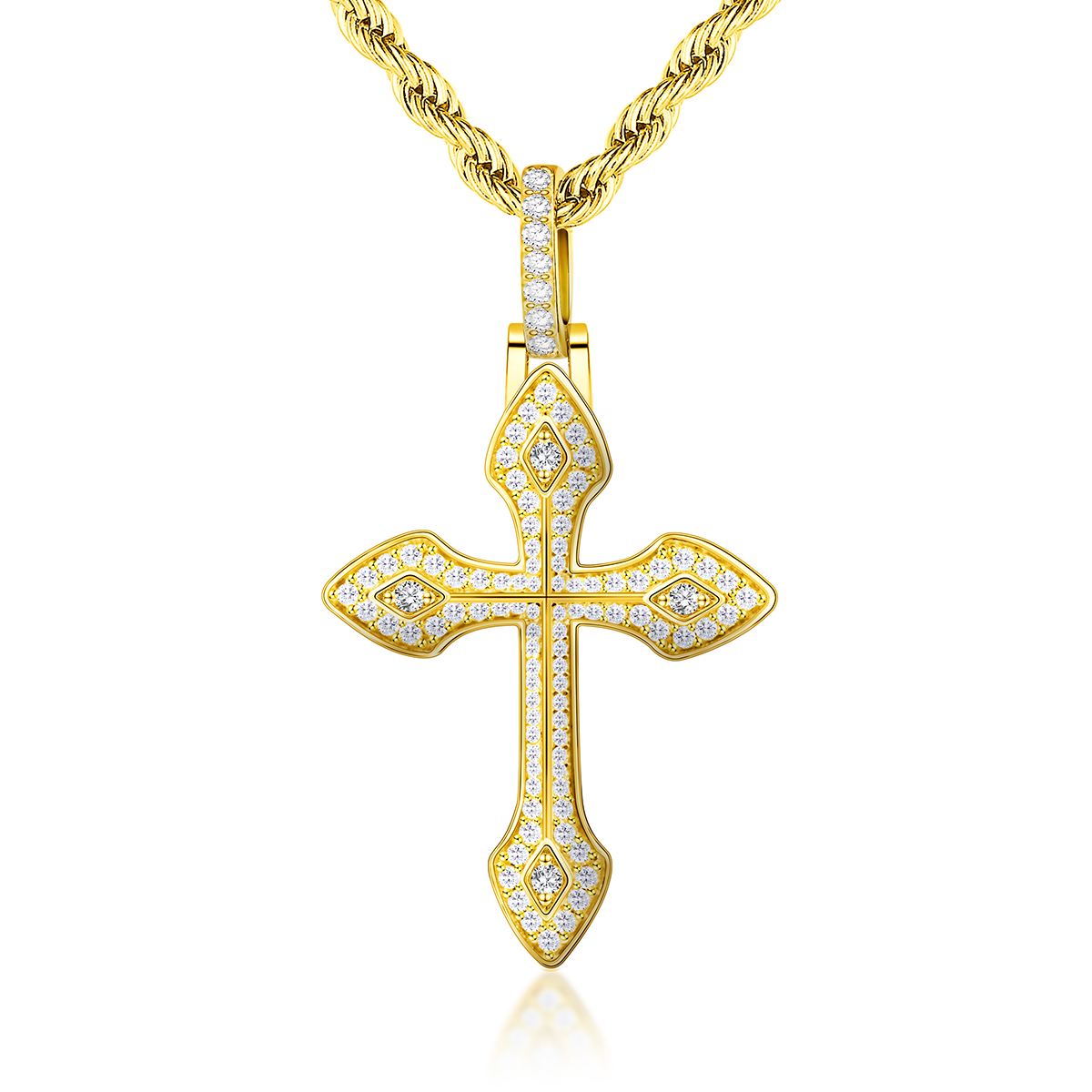 1.7ct Round Pointed Cross Necklace D Color Synthetic Moissanite Unisex Pendant Necklace S925 Chain
