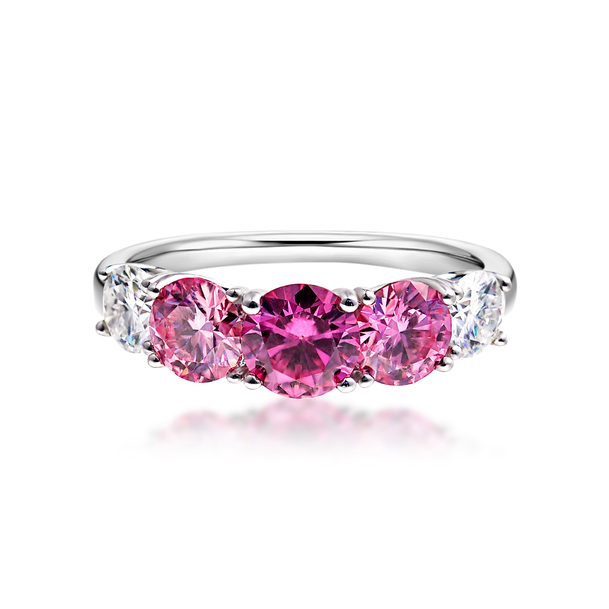 3.6ct Pink and White Round Synthetic Moissanite Wedding Band S925