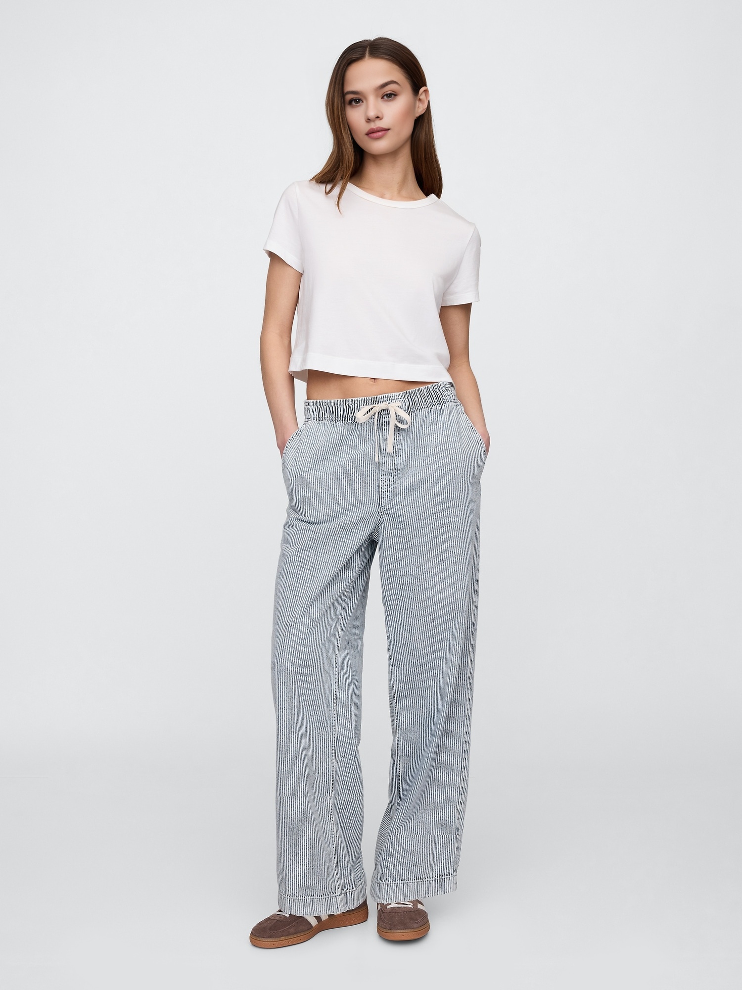 High Rise Seamed Wide-Leg Pull-On Jeans(BUY 2 FREE SHIPPING)