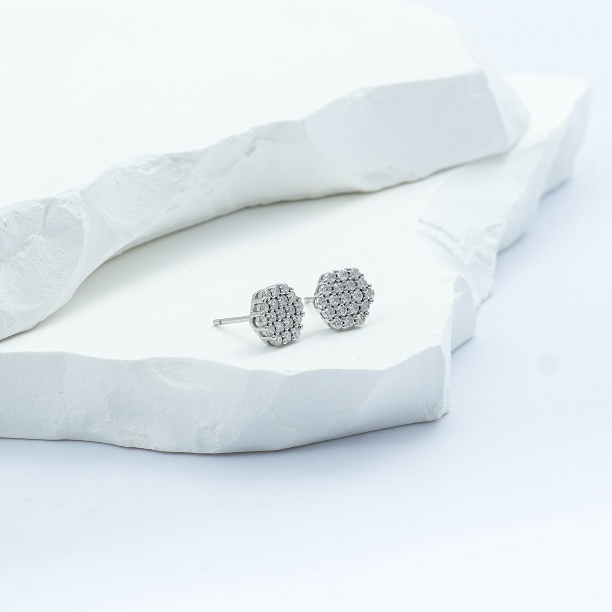 Iced Round Synthetic Moissanite Stud Earrings For Men Women Gift