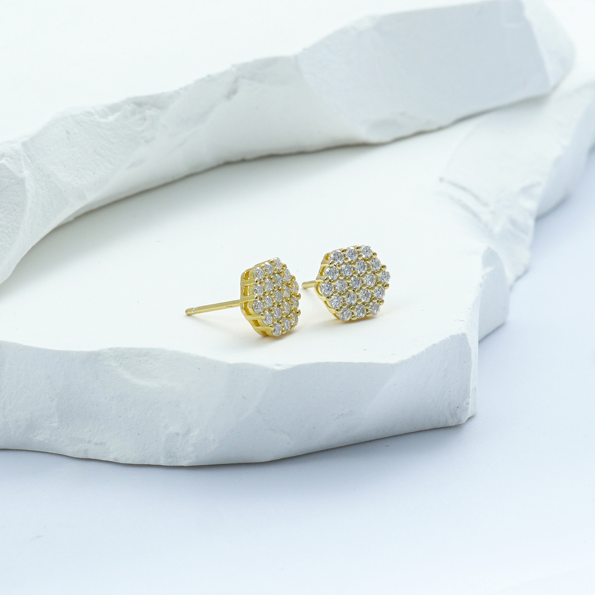 Iced Round Synthetic Moissanite Stud Earrings For Men Women Gift