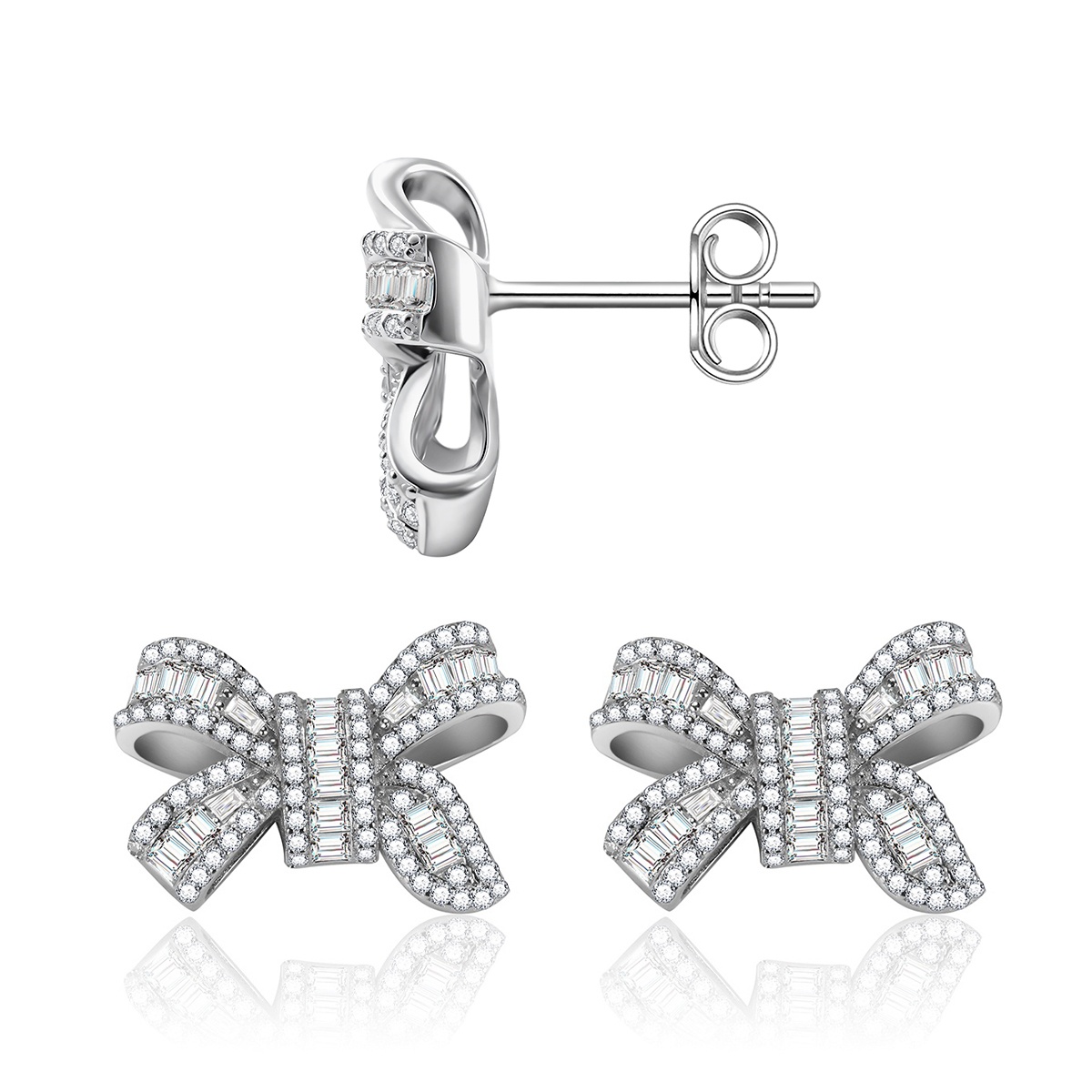 Bow Stud Earrings Bow-knot Earrings Synthetic Moissanite S925 Stud Earrings