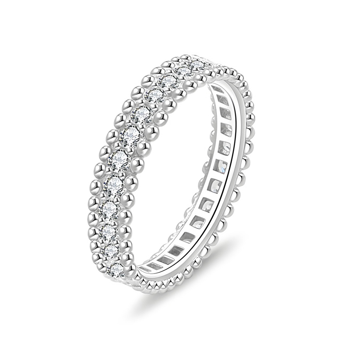 Luxury Full Eternity Ring Band Stacking Ring Wedding Ring Synthetic Moissanite Ring