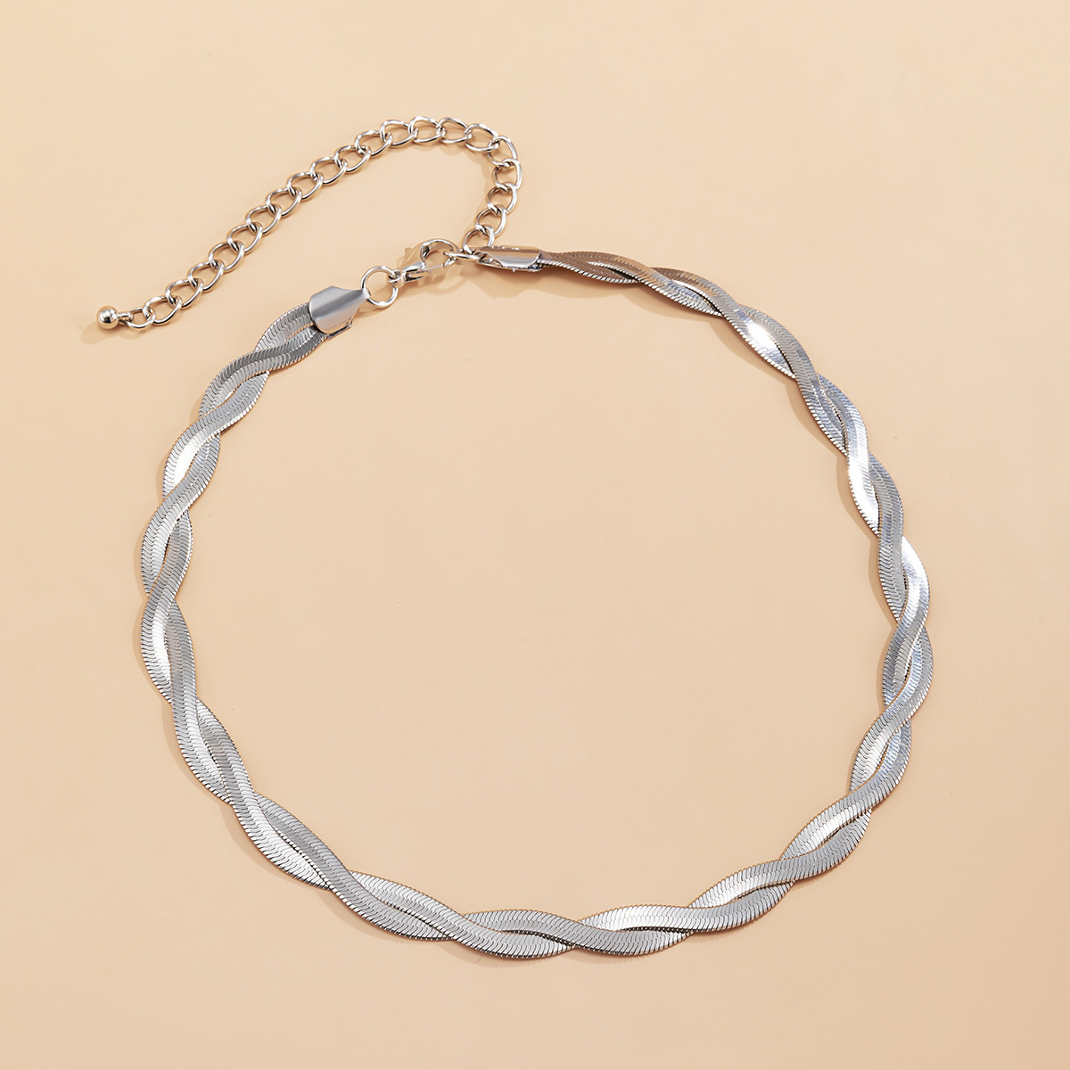 Twisted Silver Herringbone Choker
