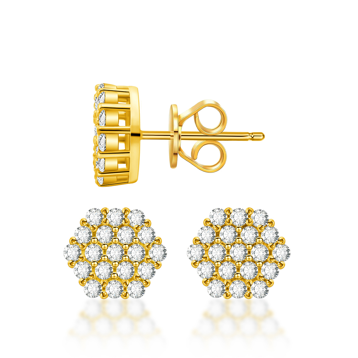 Iced Round Synthetic Moissanite Stud Earrings For Men Women Gift