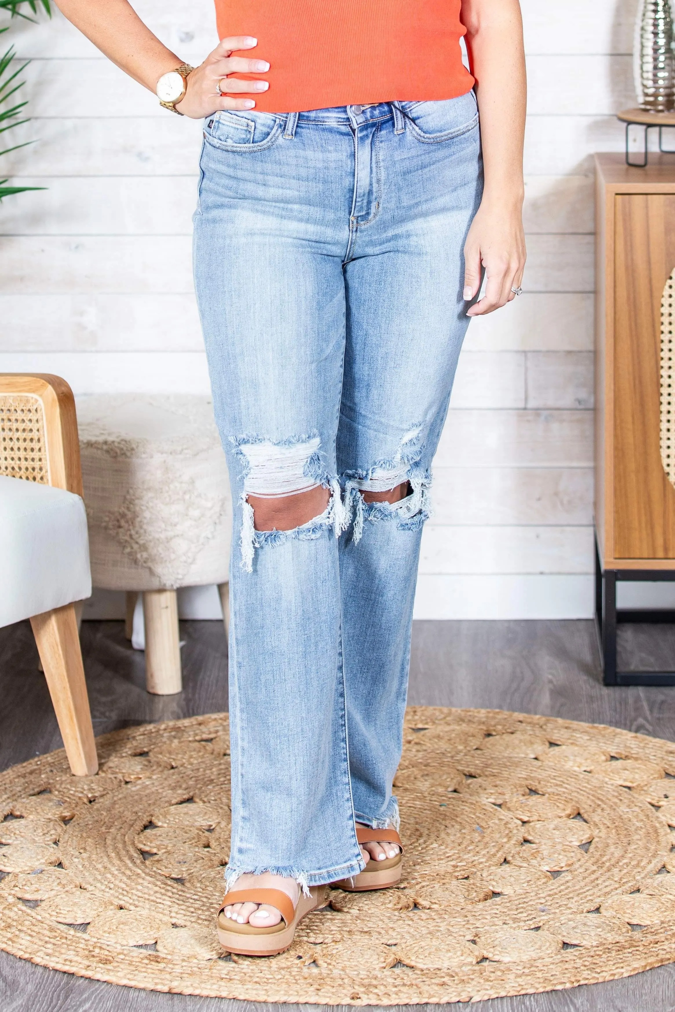 High Waist 90's Ripped Straight Jeans (Buy 2 Free Shipping)