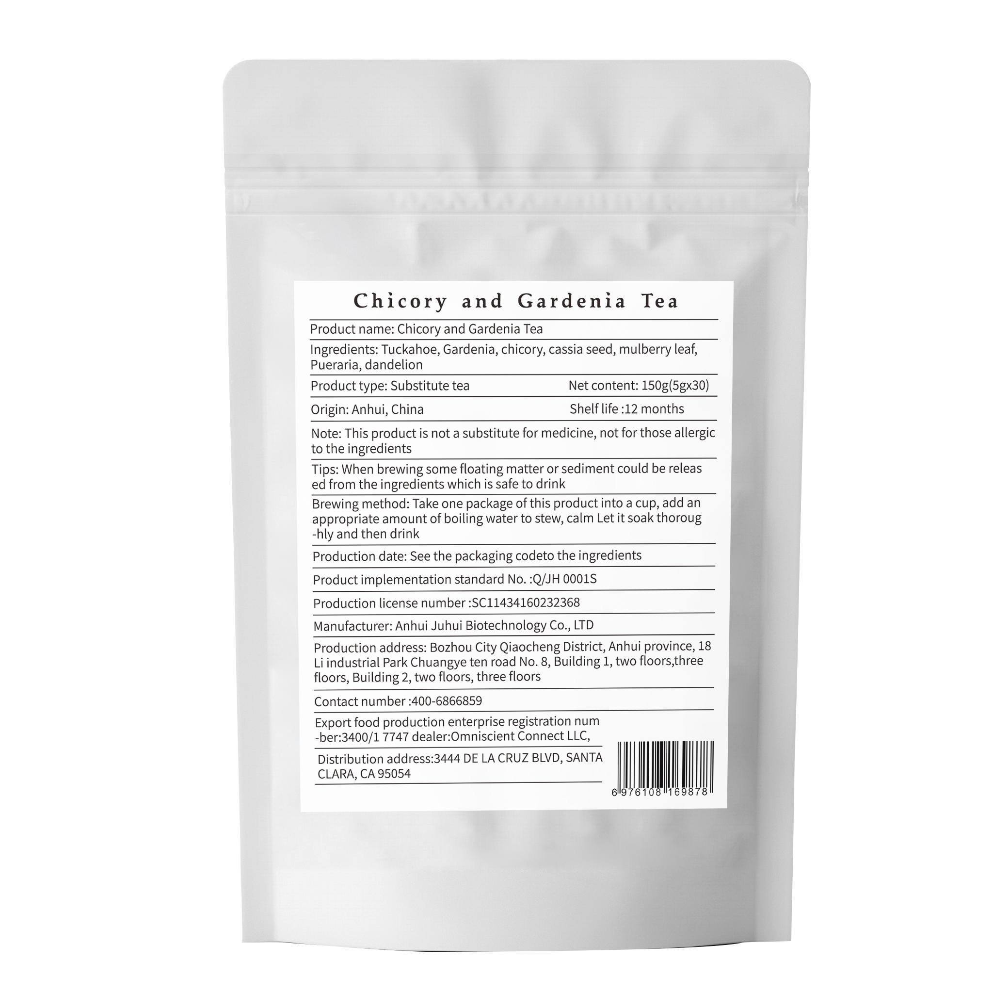 Chicory and Gardenia Tea Gout-Relief Tea 30 Teabags per Pack