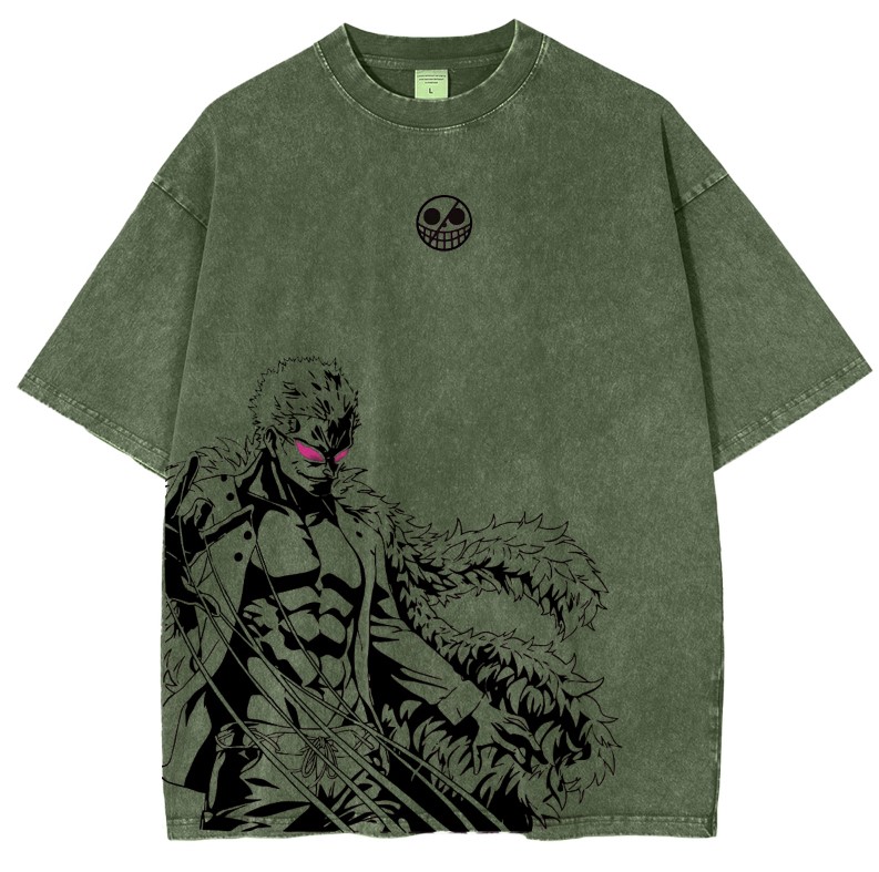 Trendy Street Casual Round Neck Short Sleeve Pattern Unisex Washed T-S