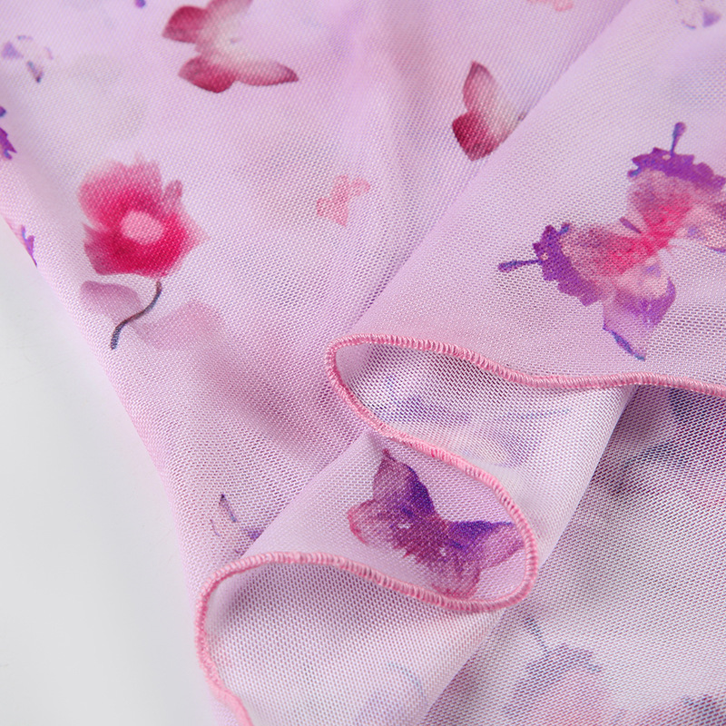 Lace Trim V-Neck Camisole Butterfly Printed Backless Top