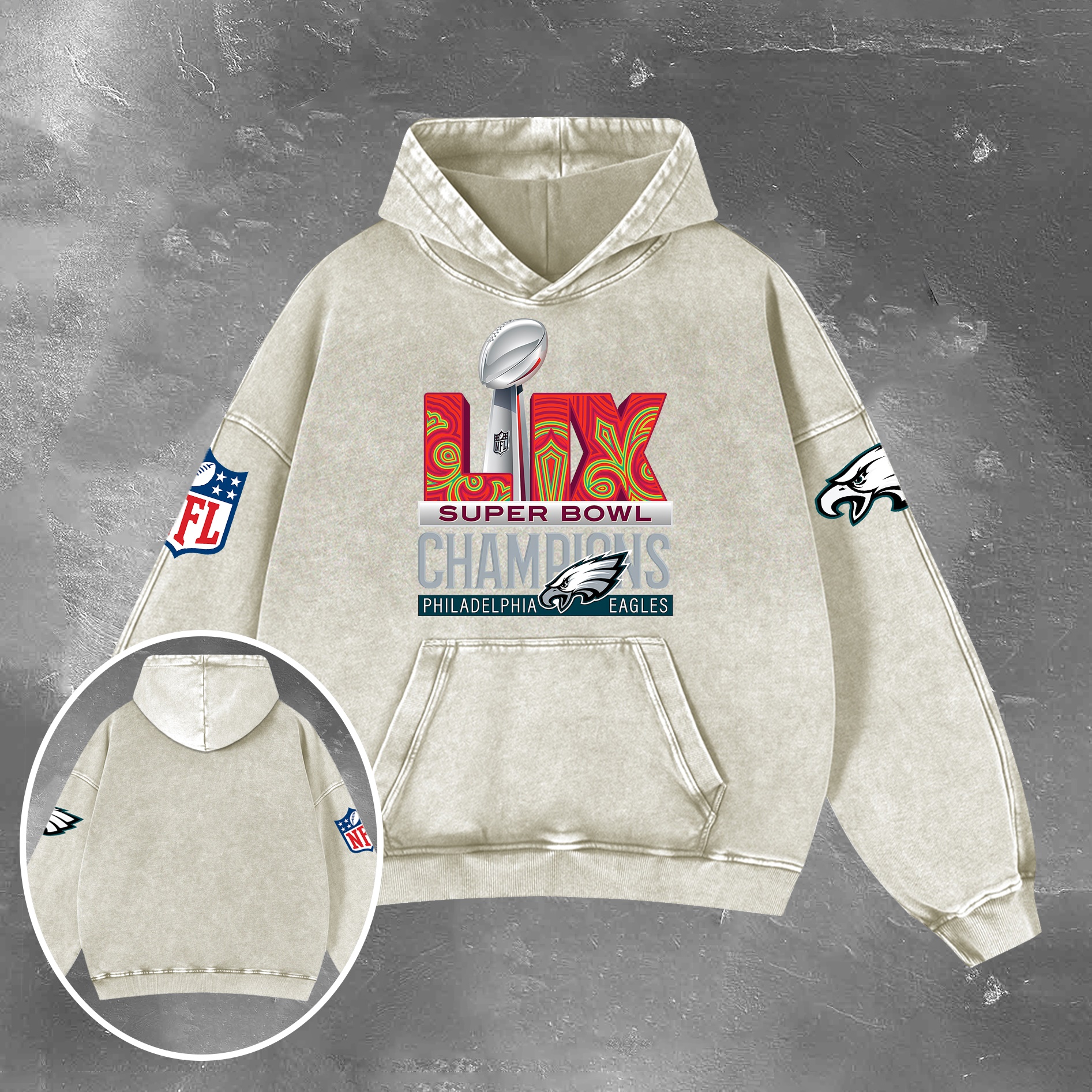 Stylish Casual Retro Rugby Washed Hoodie 004