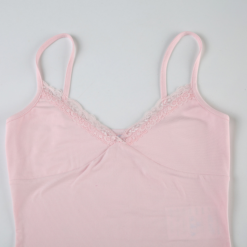 Solid Color Lace V-neck Cami