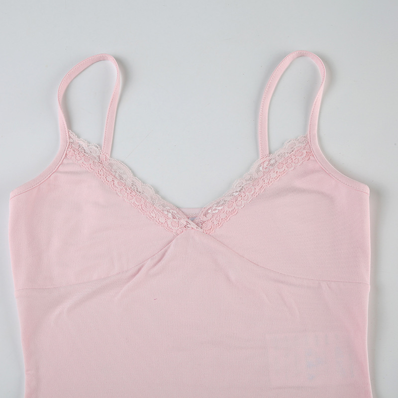 Solid Color Lace V-neck Cami